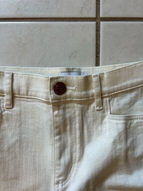 LOFT Cream High-Rise Jeans with Subtle Stitching